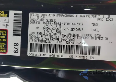 2025 Toyota Tacoma Trd Off Road z USA, uszkodzony, nr VIN 3TMLB5JN8SM092313